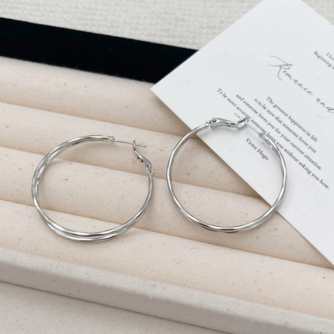 Dubbellaagse Grote Creolen Koper Met 925 Sterling Zilveren Oorsteker Geometrisch Minimalistisch Trendy Sieraden Vrouwen