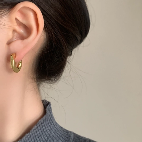 Orecchini A Cerchio Spessi A Forma Di U In Rame Placcato Oro Argento Gioielli In Stile Geometrico Minimalista Per Donna