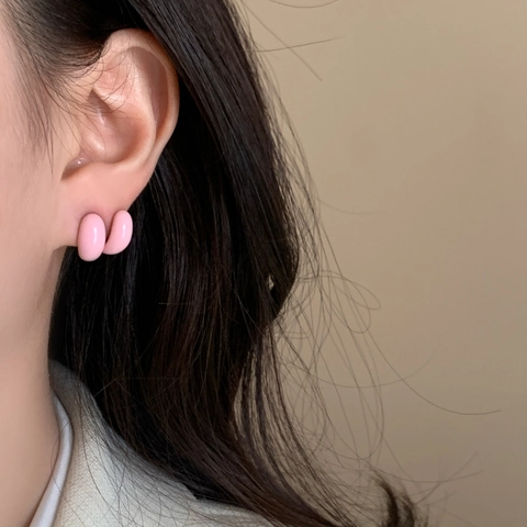 C-Förmige Emaille Ohrstecker Kupfer Mit 925 Sterling Silber Ohrstecker Französischer Stil Minimalistischer Schmuck