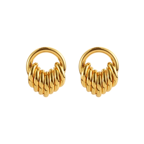 Orecchini A Cerchio Geometrici In Rame Retrò Con Texture A Spirale E Perno In Argento Sterling 925 Per Donna Moda