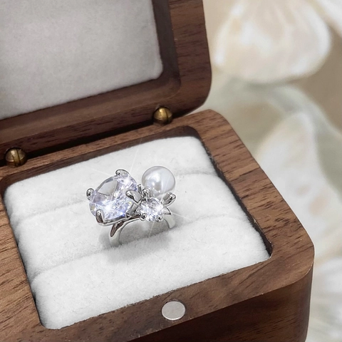 Eleganter Zirkon Künstliche Perle Ohrmanschette Kupfer Nicht Durchstochen Geometrisch U Form Ohrring Damen Luxus
