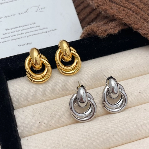Minimalistische Dreifach Verflochtene Creolen Mit 925 Sterling Silber Ohrstecker Geometrischer Polierter Schmuck Damen