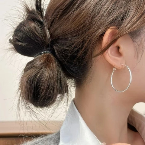 Pendientes De Aro Con Textura De Estrellas Joyas De Cobre Pulido Con Poste De Plata Para Mujer Moda Minimalista