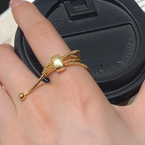 Verstellbarer Mehrlagiger Schlangenknochen Kette Ring Geometrische Schnalle Kupfer Gold Silber Beschichtet Minimalistischer Damen Schmuck