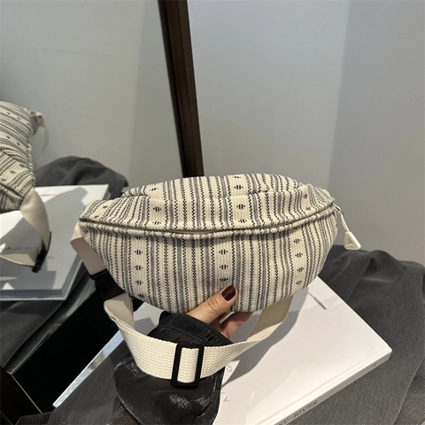 Marsupio In Velluto A Coste A Righe Da Donna Borsa Da Petto Intrecciata Vintage Borsa A Tracolla Regolabile Forma A Mezzaluna