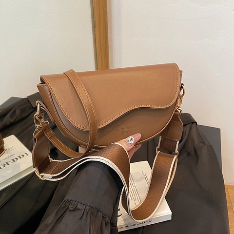 Borsa Tracolla Sella Vintage Donna Retro Pelle PU Borsa Con Tracolla Larga In Tessuto E Tracolla Sottile Versatile
