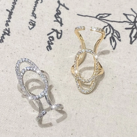 Micro Pave Zircon Hollow Nail Ring Copper Gold Plated Adjustable Fingertip Ring Geometric Luxury Fashion Jewelry Women