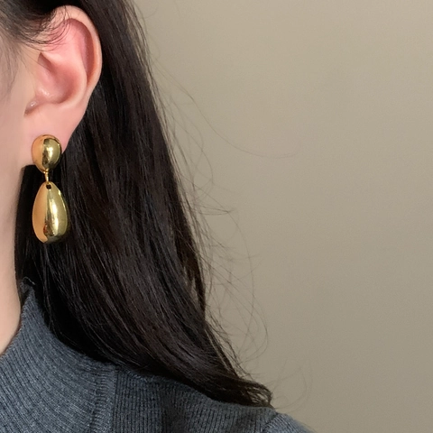 Teardrop Drop Ohrringe Kupfer 18K Vergoldet Hochglanzpoliert Metall Minimalistischen Luxus Stil Für Frauen Schmuck