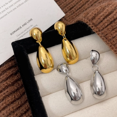 Teardrop Drop Ohrringe Kupfer 18K Vergoldet Hochglanzpoliert Metall Minimalistischen Luxus Stil Für Frauen Schmuck