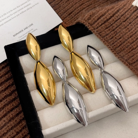 Pendientes Colgantes Geométricos Minimalistas Pulido Espejo Gota De Agua Joyería De Cobre Con Poste De Plata De Ley 925 Para Mujeres