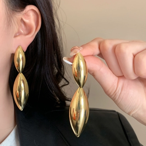 Pendientes Colgantes Geométricos Minimalistas Pulido Espejo Gota De Agua Joyería De Cobre Con Poste De Plata De Ley 925 Para Mujeres