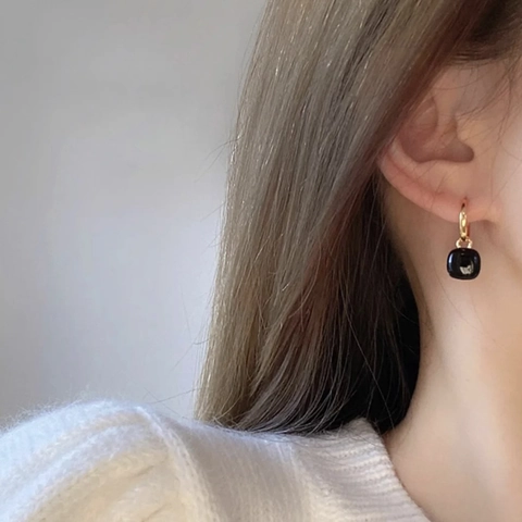 Geometrische Quadratische Hänger Ohrringe 14K Vergoldetes Kupfer Für Damen Elegantes Retro Minimalistisches Accessoire