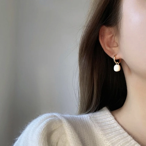 Geometrische Quadratische Hänger Ohrringe 14K Vergoldetes Kupfer Für Damen Elegantes Retro Minimalistisches Accessoire