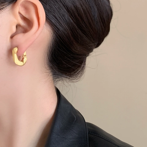 Orecchini A Cerchio A Forma Di U Rame Spazzolato Placcato Oro Argento Gioielli Geometrici Minimalisti Vintage Per Donna