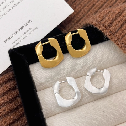 Orecchini A Cerchio A Forma Di U Rame Spazzolato Placcato Oro Argento Gioielli Geometrici Minimalisti Vintage Per Donna