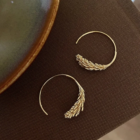 Tarweaar Hoop Oorbellen Koper Verguld Geometrische C-Vorm Sieraden Met 925 Sterling Zilveren Oorsteker Voor Dames