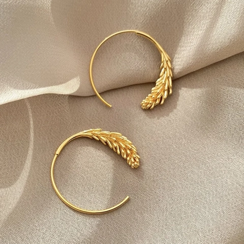 Tarweaar Hoop Oorbellen Koper Verguld Geometrische C-Vorm Sieraden Met 925 Sterling Zilveren Oorsteker Voor Dames