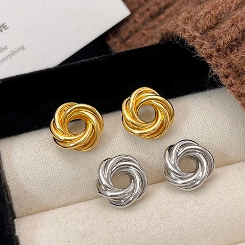 Twisted Knoten Ohrstecker Retro Geometrisch Unregelmäßig Hohlkreis Legierung Mit 925 Sterling Silber Ohrring Stecker Damen