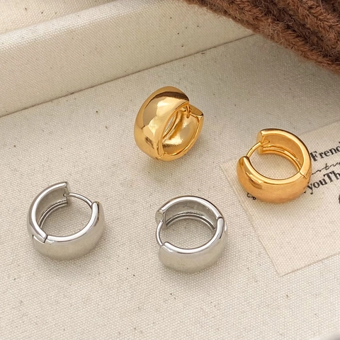 Minimalistische Geometrische Creolen Kupfer Vergoldet Versilbert Hochglanzpoliert Huggie Ohrringe Ins Stil Damen