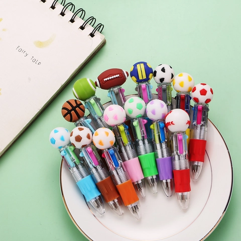 Sports Theme Multi Color Ballpoint Pen Retractable Plastic Cartoon Soccer Topper Creative School Office Stationery