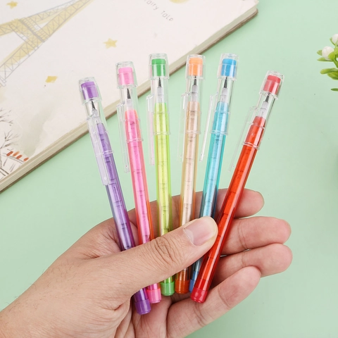 Hb Matita a Spinta Senza Temperino Multipunto Proiettile Mina Plastica Traslucida Colorata Scuola Ufficio Studente Cancelleria