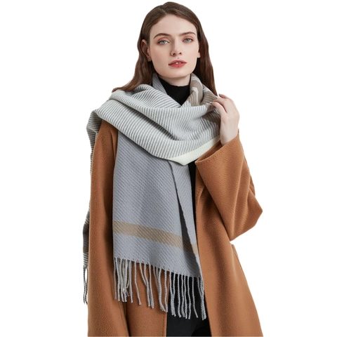 Women Winter Scarf Warm Plaid Pattern Long Shawl Soft Polyester Tassel British Style Elegant Wrap Ladies
