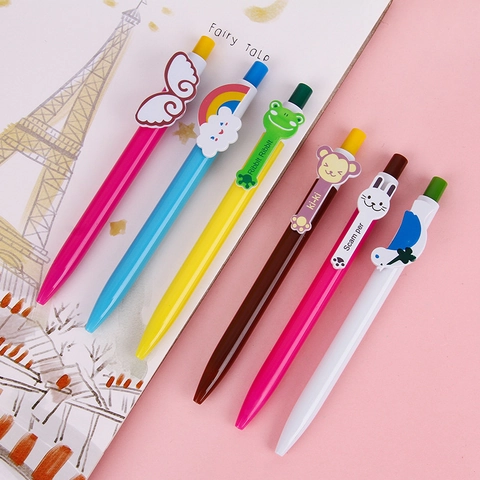 Penna A Sfera Retrattile Cartone Animato Animale Arcobaleno Plastica Cancelleria Scolastica Ufficio