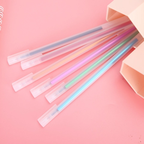 Penne Gel Trasparenti Smerigliate Minimaliste Punta Fine Da 0.5 Penne Inchiostro Colorate Per Studenti Ufficio Scrittura