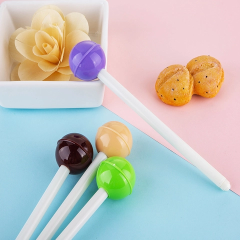 Lollipop Shaped Gel Pens Creative Candy Color Plastic Black Ink 0.5mm Point Cute Stationery For School Office Novelty Gift