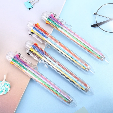 Multi Color Plastic Ballpoint Pen Transparent Retractable Creative Writing Stationery For Students School Office Supplies