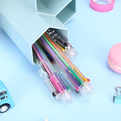 Multi Color Plastic Ballpoint Pen Transparent Retractable Creative Writing Stationery For Students School Office Supplies
