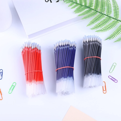 Recharges Pour Stylo Gel 0.5mm Pointe Bille Aiguille Noir Bleu Rouge Écriture Douce Fournitures Bureau École Universelles