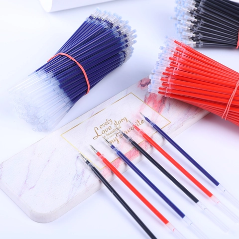 Recharges Pour Stylo Gel 0.5mm Pointe Bille Aiguille Noir Bleu Rouge Écriture Douce Fournitures Bureau École Universelles