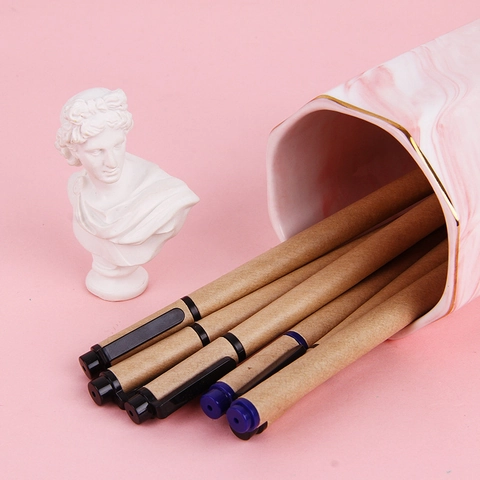 Penna Gel Minimalista Ecologica Rivestimento In Carta Kraft Punta Fine Inchiostro Nero Blu Scrittura Scorrevole Penna Per Firma