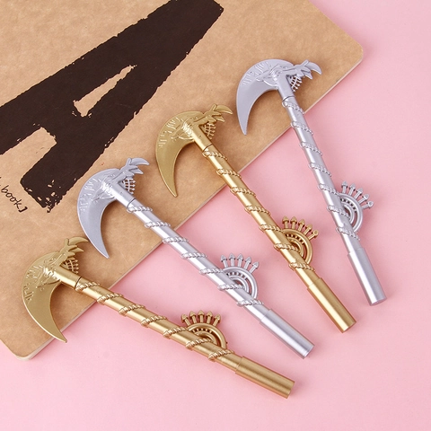 Creative Death Scythe Shaped Gel Pen Retro Weapon Novelty Writing Pen 0.5mm Black Ink Office School Supplies Stationery Gift
