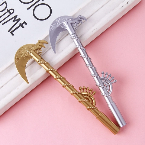 Creative Death Scythe Shaped Gel Pen Retro Weapon Novelty Writing Pen 0.5mm Black Ink Office School Supplies Stationery Gift