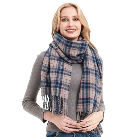 Women Plaid Tassel Scarf Thick Warm Polyester Winter Classic Checkered Shawl Wrap Fashion Casual Versatile Accessory