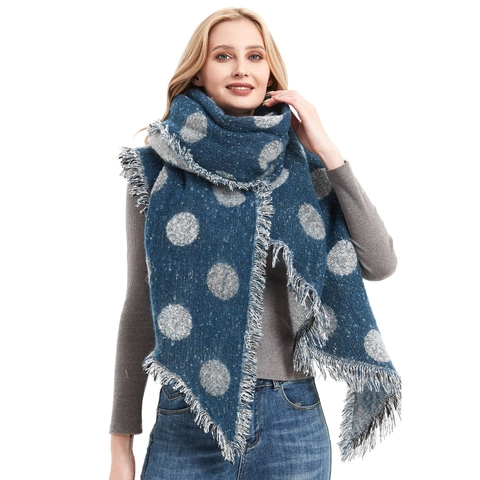Polka Dot Scarf Shawl Polyester Circle Yarn Thick Warm Winter Wrap Casual Elegant For Women