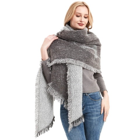 Anchor Pattern Winter Scarf For Women Thick Warm Large Polyester Shawl Wrap With Tassels Fashion Nautical Style