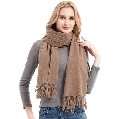 Écharpe Longue en Polyester de Couleur Unie pour Femme Avec Glandes Châle Hiver Chaud Doux Écharpe de Mode pour Femme Accessoires d'Automne