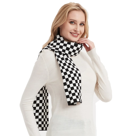 Sciarpa In Maglia A Scacchi Scaldacollo Invernale Caldo Morbido Acrilico Spesso Motivo Geometrico Accessori Moda Per Uomo Donna