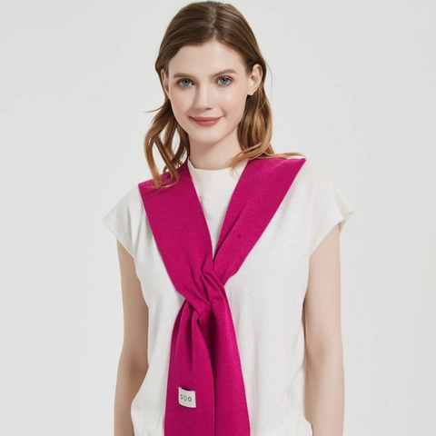 Women Knitted Fake Collar Shawl Scarf Core Spun Yarn Contrast Color Patchwork Tie Front Fashion Layering Accessory