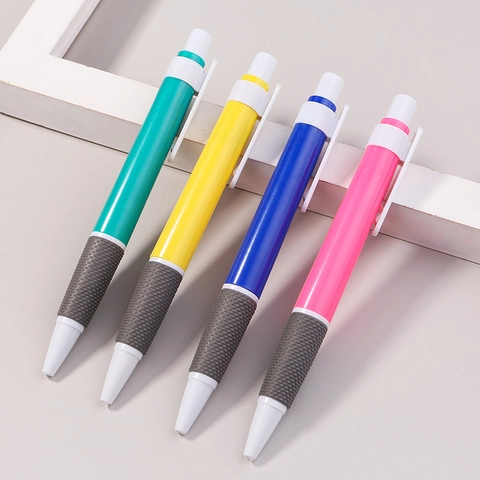 Retractable Ballpoint Pen Bullet Tip Non Slip Rubber Grip Plastic Writing Stationery Office School Multi Color