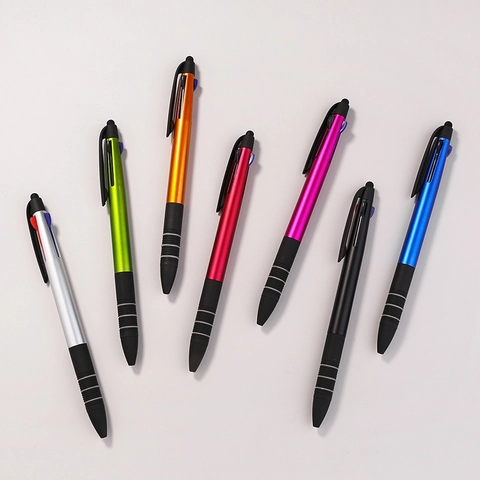 Multifunction 3-In-1 Stylus Ballpoint Pen Retractable Screen Touch Pen With Black Blue Red Ink 0.7mm Tip For Office School
