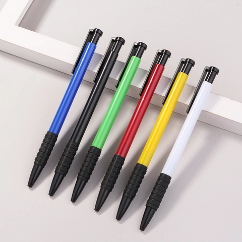 Bolígrafo Retráctil Cuerpo De Plástico Colorido Con Agarre De Goma Antideslizante Tinta Azul Material De Oficina Y Escolar Diseño Simple