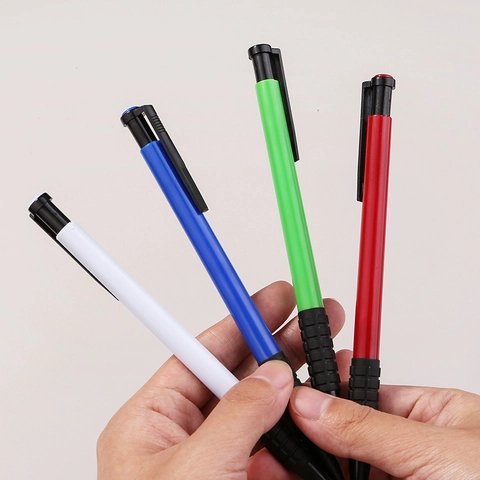 Bolígrafo Retráctil Cuerpo De Plástico Colorido Con Agarre De Goma Antideslizante Tinta Azul Material De Oficina Y Escolar Diseño Simple