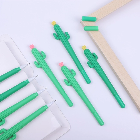 Creative Cactus Shape Gel Pen Simulation Plant Plastic Writing Sign Pen For Office School Students Stationery Gift Black Ink