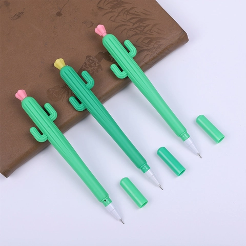 Creative Cactus Shape Gel Pen Simulation Plant Plastic Writing Sign Pen For Office School Students Stationery Gift Black Ink