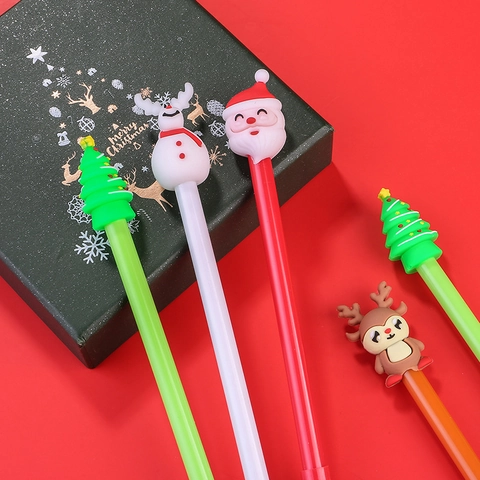 Weihnachts Gelschreiber Mit Silikon Cartoon Weihnachtsmann Rentier Schneemann Baum Topper Kunststoff Schreibwaren Student Geschenk