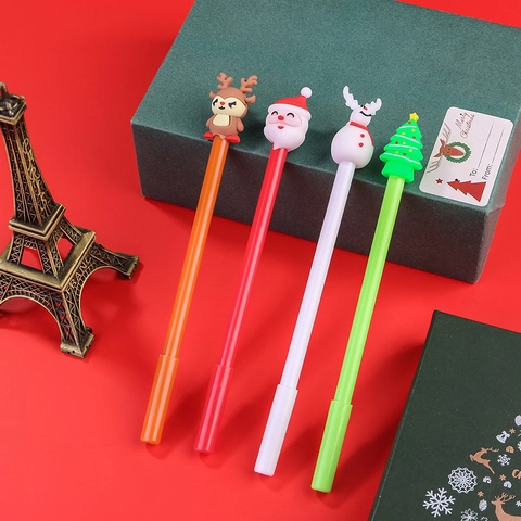 Weihnachts Gelschreiber Mit Silikon Cartoon Weihnachtsmann Rentier Schneemann Baum Topper Kunststoff Schreibwaren Student Geschenk